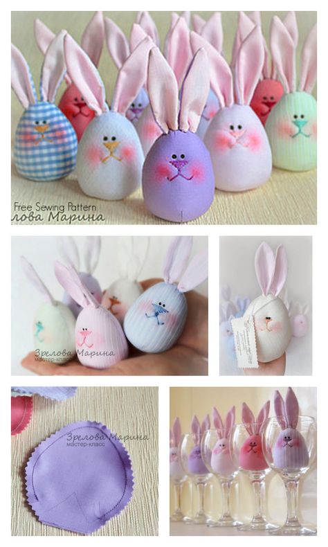 DIY Cute Fabric Egg Bunny Free Sewing Pattern - DIY Tutorials Sew Easter Eggs, Fabric Easter Egg Pattern Free Sewing, Stuffed Easter Bunny Sewing Pattern Free, Reusable Easter Eggs Pattern, Reusable Fabric Easter Eggs, Easter Egg Fabric, Easter Fabric, Needle And Thread, Sewing Patterns Free