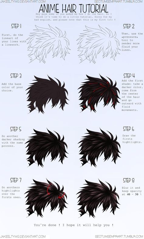 Hair Colouring Tutorial by Drenwyrr on DeviantArt Hair Colouring Tutorial, Colouring Tutorial, Hair Colouring, الفن الرقمي, Drawing Hair Tutorial, Understand Me, Anime Tutorial, Digital Painting Techniques, Manga Drawing Tutorials