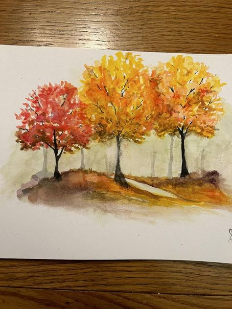 Crafty Fun Group | My second watercolour painting | Facebook Watercolor Tutorials, Fun Group, Bar Art, Watercolor Trees, Watercolour Tutorials, Youtube Tutorials, Autumn Trees, Source Of Inspiration, Art Class