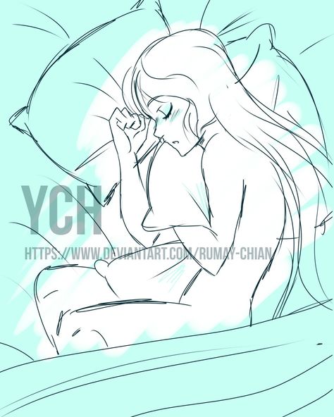 (YCH auction) Good night - CLOSED by Rumay-Chian on DeviantArt Sleeping Pose, Manga Poses, Drawing Body Poses, Body Pose Drawing, Poses References, Anime Drawings Tutorials, Art Poses, Anime Poses Reference, Drawing Challenge