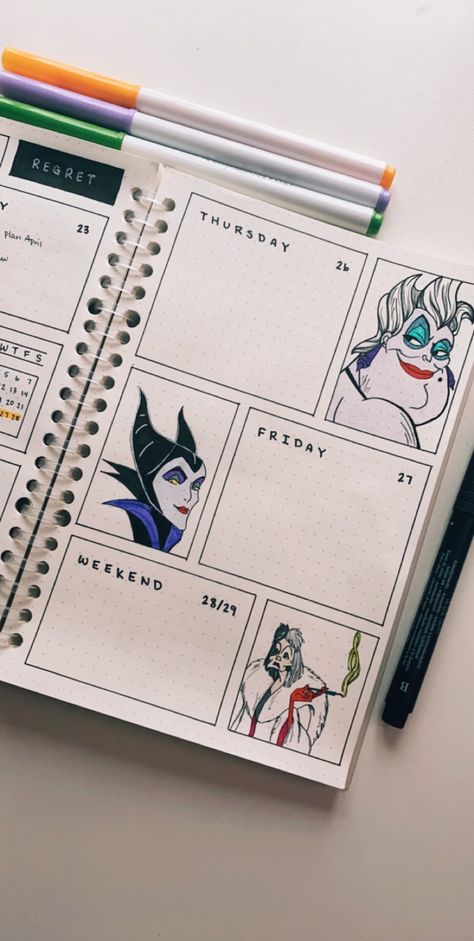 Disney Bujo Theme, Disney Journal Ideas, Disney Bujo, Disney Bullet Journal, Disney Journal, Bullet Journal Ideas Templates, Bullet Journal Banner, Creating A Bullet Journal, Bullet Journal Paper