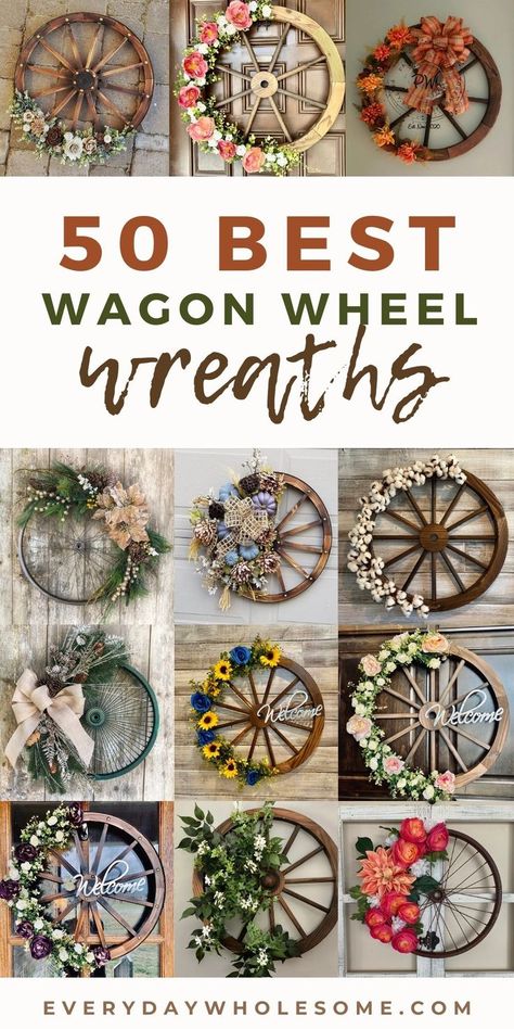 Diy Wagon Wheel, Bicycle Wheel Decor, Wheel Crafts, Wagon Wheel Decor, Burlap Mesh Wreath, Farmhouse Style Wreath, Wheel Decor, Mesh Wreath Diy, Door Wreaths Diy