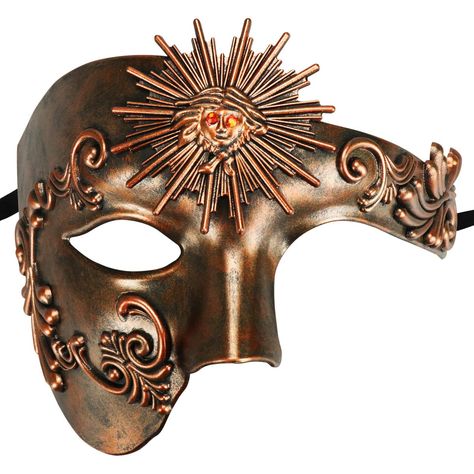 PRICES MAY VARY. Material:made of Plastic ABS material, the Sun God made of Silica gel material.No flaking of paint, no messy excess glue residue, and no discoloration. Size: Approx 17*14cm/6.7*5.5'',One size fits Most man. Mythological Greek Style Half Face Mask :Well-made with intricate design,Very light weight to wear,Stand out with our amazing colors, you will definitely gets lots of attention This Mask is secured with two silk ribbon ties for easy adjustment. The Masquerade Mask Perfect for Half Face Masquerade Mask, Halloween Antiques, Venetian Carnival, Half Mask, Half Face Mask, Sun God, Body Adornment, Half Face, Masks Masquerade