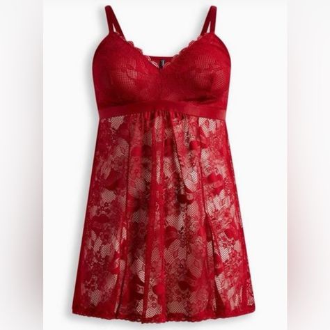 Torrid Nwt Red Tattoo Lace Babydoll Chemise Babydoll Silhouette. Adjustable Straps. Materials + Care Lace Knit Fabric. 93% Nylon, 7% Spandex. Machine Wash Cold. Line Dry. Imported. Details Deep V-Neck. Sleeveless. Tattoo Lace, Red Tattoo, Lace Tattoo, Red Tattoos, Fitted Wedding Dress, Thigh High Stockings, Lace Babydoll, Matches Fashion, Lace Knitting