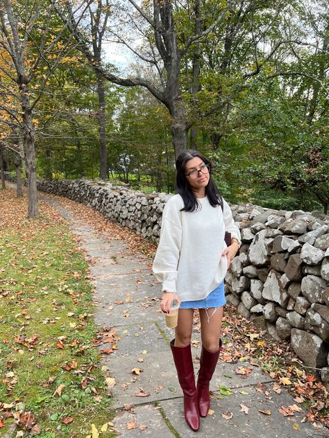 Red Boot Outfits, Dark Red Boots Outfit, Dark Red Boots, Red Boots Outfit, Boot Outfits, Closet Organizer, Red Boots, Outfit Inspo Fall, Fit Check