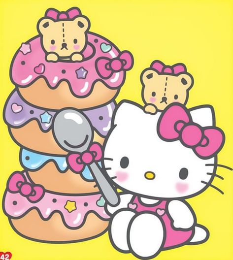 Sanrio Cricut Projects, Sanrio Bday, Hello Kitty Donut, Goodbye Kitty, Tiny Chum, Donut Drawing, Images Hello Kitty, Hello Kitty Gifts, Hello Kitty Printables