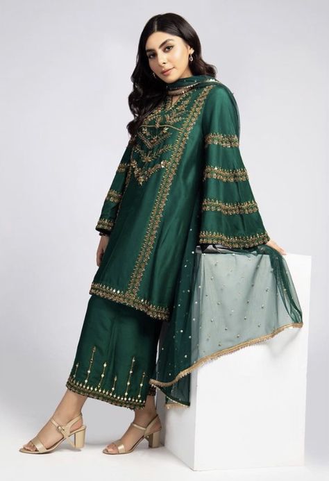 Green Punjabi Suit, Green Pakistani Dress, Colour Party, Suit Green, Mehndi Dress, Celebrity Casual Outfits, Velvet Dress Designs, Pakistani Wedding Outfits, Pakistani Fancy Dresses