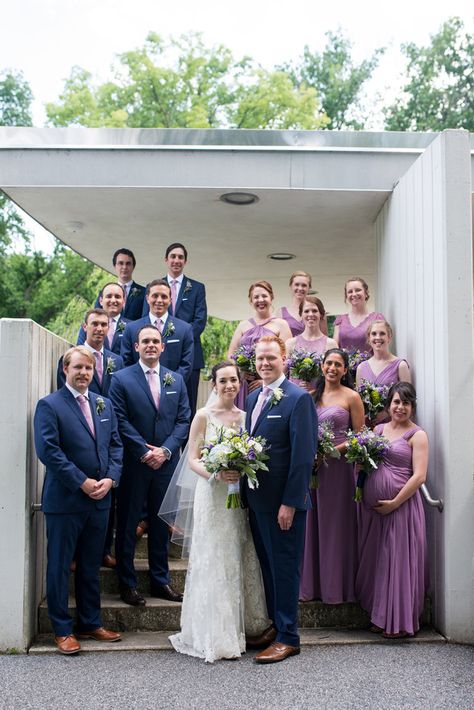 Groomsmen Lilac Wedding Colors, Grey And Lavender Groomsmen, Bridal Party Purple, Lilac Bridal Party, Bride Overall, Lavender Wedding Party, Lavender And Navy Wedding, Lavender Bridal Party, Bouquet Of Purple Flowers