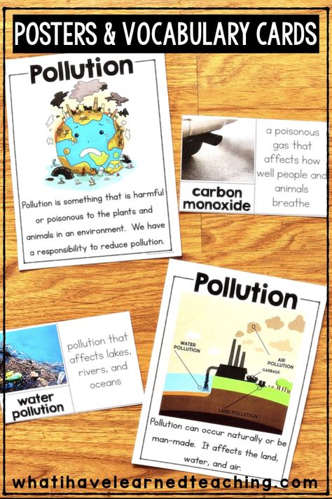 This informative article about the three types of pollution is a great teaching resource for Earth Day. It outlines the effects of water pollution, air pollution, and land pollution. Through this carefully written nonfiction text, students can read and practice several comprehension activities including main idea and details and cause and effect. #readingcomprehension #teachkidsaboutpollution #earthdayclassroomactivity What Is Air Pollution, Air Land And Water Pollution Activities, Types Of Pollution Project, What Is Pollution, Pollution Activities Worksheets, Air Pollution Project, Types Of Pollution, Effects Of Water Pollution, Land Pollution