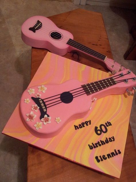 Ukulele cake Ukulele Cake, Fancy Foods, Film Cake, Music Birthday Party, Guitar Cake, Tiered Cakes Birthday, Happy 60th Birthday, Music Birthday, Fancy Food