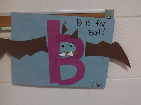 B Art Preschool, Letter B Art, Letter Of The Day, Alphabet Crafts Preschool, Bat Craft, Art Teaching Resources, Art Preschool, Preschool Alphabet, Crafts Preschool