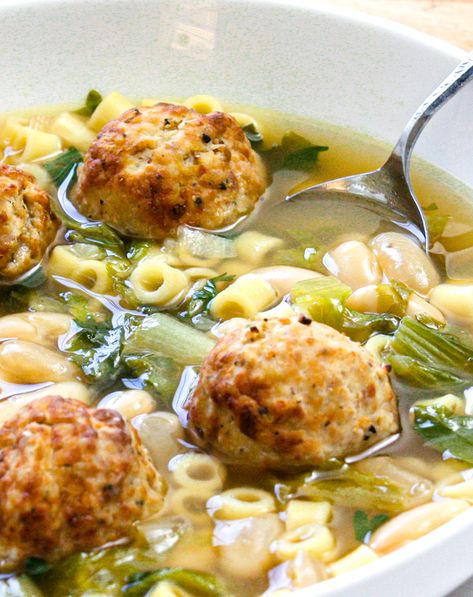 Meatball Escarole Soup, Escarole Soup Italian, Recipes With Escarole, White Bean And Escarole Soup, White Bean And Escarole, Bean And Escarole Soup, Abruzzese Recipes, Escarole And Bean Soup, Escarole Recipes