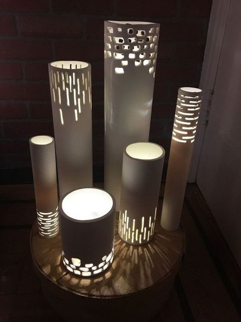 Pvc Pipe Lights, Luminary Diy, Pipe Lights, Diy Patio Ideas, Pvc Pipe Crafts, Pvc Pipe Projects, Pvc Projects, Diy Lampe, Beautiful Shapes