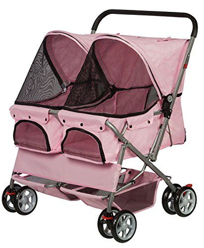 OxGord Double Pink Pet Stroller OxGord - Idea/option for evacuating several cats in case of an emergency. Pink Stroller, Cat Stroller, Night Rider, Pet Strollers, Dog Stroller, Pet Stroller, Rooms Ideas, Travel Stroller, Pink Life