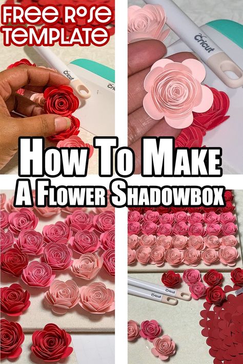 Cricut Paper Flowers, Paper Flower Shadow Box, Shadow Box Gifts, Rolled Paper Flowers, Flower Shadow, Diy Shadow Box, Flower Shadow Box, Projets Cricut, Paper Flowers Craft