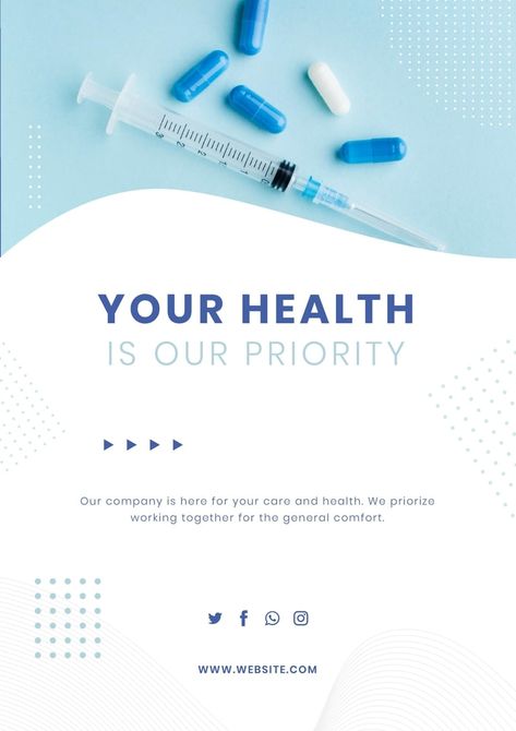 Your health is our priority poster Health Care Poster Design, Health Care Poster, Medicine Knowledge, Clinic Poster, Healthcare Center, Minimal House, Medical Posters, Collage Art Projects, Minimal House Design