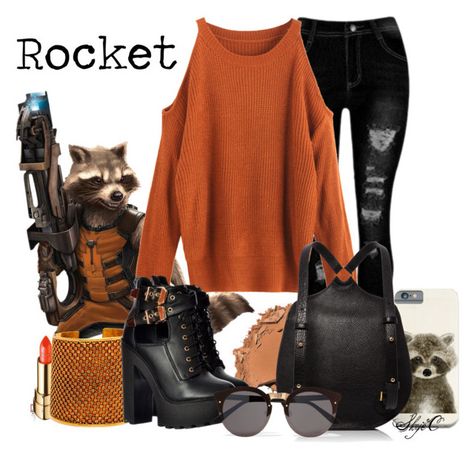 "Rocket - Marvel's Guardians of the Galaxy" by rubytyra ❤ liked on Polyvore featuring Bobbi Brown Cosmetics and Illesteva Guardians Of The Galaxy Bounding, Rocket Costume Guardians Of The Galaxy, Rocket Disneybound, Casual Marvel Outfits, Rocket Raccoon Disneybound, Guardians Of The Galaxy Inspired Outfits, Guardians Of The Galaxy Outfit Ideas, Guardians Of The Galaxy Disneybound, Marvel Themed Outfits