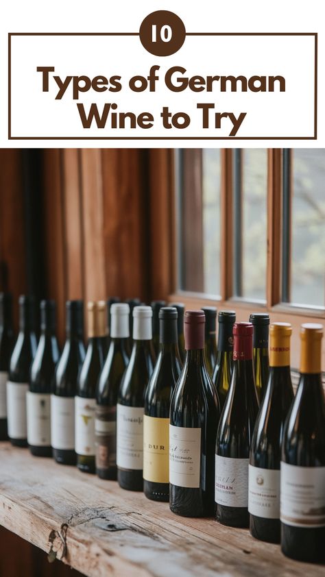 A selection of German wine bottles featuring crisp Rieslings and bold Spätburgunders displayed on a wooden table, perfect for wine lovers looking to explore light white wines and full-bodied reds. German Wine, Wine Variety, White Wines, Wine Connoisseur, Wine Food Pairing, Wine Collection, German Food, Wine Enthusiast, Wine Pairing