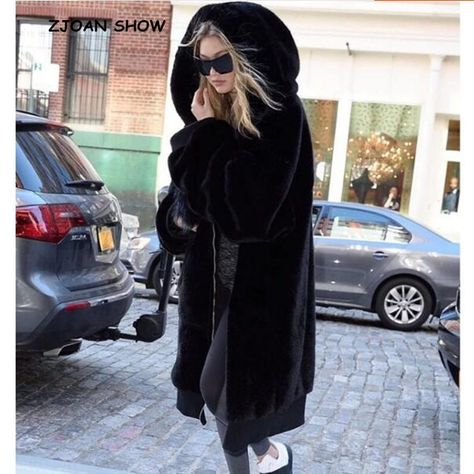 Oversized Winter Warm hooded Large size Long Solid color Faux Fur Coat 2018 New Casual Long sleeve Women Fur Jacket Outwear-in Faux Fur from Women's Clothing on Aliexpress.com | Alibaba Group Winter Faux Fur Coat, Applique Jacket, Faux Jacket, Womens Faux Fur Coat, Long Faux Fur Coat, Hooded Faux, Coat Outfit, Long Parka, Outwear Women