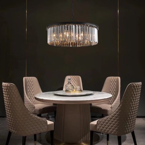 Chandelier In Dining Room, Grey Chandelier, Chandelier Kitchen Island, Kitchen Island Pendant Light, Crystal Chandelier Kitchen, Chandelier Kitchen, Light For Dining Room, Kitchen Island Chandelier, Modern Crystal Chandelier