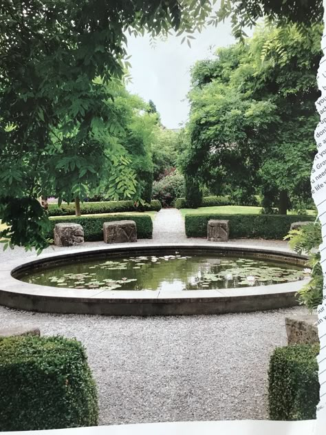 Circular Water Feature, Brick Fountain, Pool With Stone, Circular Pool, Garden Pools, Circular Garden, Garden Water Features, Sophora Japonica, Horatio Nelson