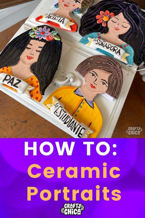 DIY Ceramic Portraits (You Can Also Use Air-dry Clay!) - The Crafty Chica Ceramic Portraits, Latina Style, Portrait Tutorial, Kids Clay, Air Dry Clay Projects, Diy Ceramic, Clay Crafts Air Dry, Ceramics Projects, Molding Clay