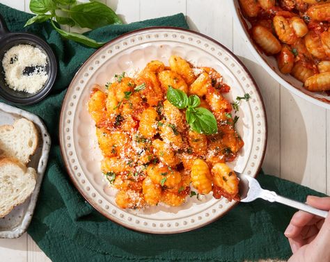 Gnocchi Pomodoro Recipe | SideChef Gnocchi Pomodoro, Gnocchi Parmesan, Bbq Pasta Salad, Bbq Pasta, Pomodoro Recipe, Pomodoro Sauce, How To Peel Tomatoes, Gnocchi Recipes, Easy Pizza