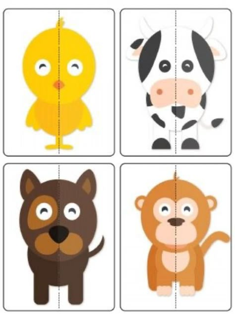 Animal Puzzle Printable, Puzzle Printable, Animal Puzzle, Preschool Art Activities, Animal Activities, English Lessons For Kids, Printable Activities For Kids, Creative Activities For Kids, Memory Game