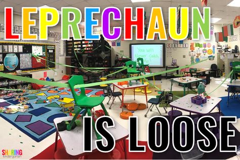 Leprechaun Classroom, Leprechaun Activities, Leprechaun Tricks, The Leprechaun, Leprechaun Trap, St Patrick Day Activities, Classroom Transformation, Stem Projects, Classroom Fun