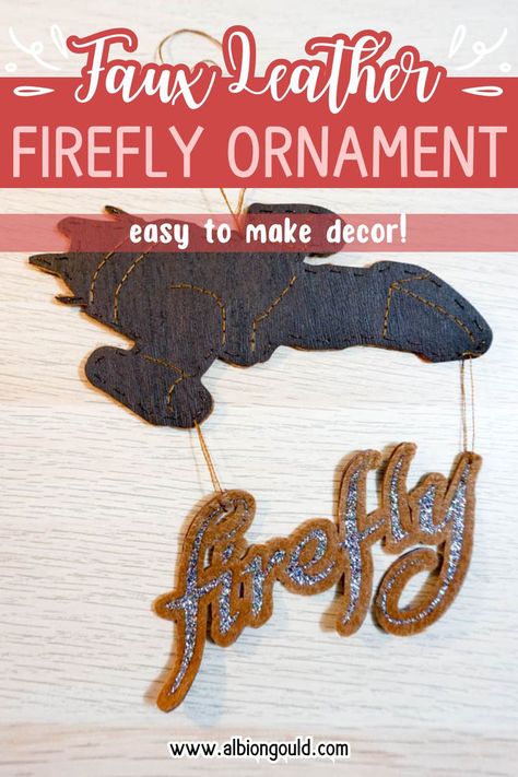 Create a unique Faux Leather Firefly Ornament for your Christmas tree. This fun Cricut project uses faux leather, felt, and metallic thread to craft a decorative ornament. Perfect for fans of sci-fi or DIY Christmas ornaments. Learn how to make this easy and personal holiday decoration. Cricut Ornaments, Felt Glue, Ornament Exchange, Metallic Thread, Diy Christmas Ornaments, How To Make Ornaments, Firefly, Diy Christmas, Needle Felting