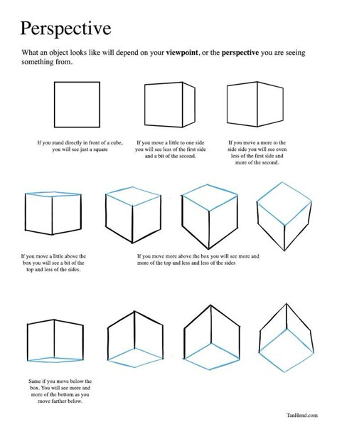 Perspective Basics How To Draw A Building In Perspective, How To Draw Shapes In Perspective, Perspective Exercises Drawing, Perspective Basics Art Lessons, Shape Drawing Exercises, How To Draw Geometric Shapes, Perspective Drawing Exercises, Basic Perspective Drawing, Cube Perspective Drawing