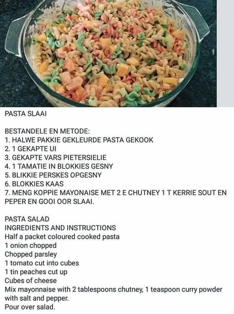 Salad Recipes South Africa, Cooking Recipes For Dinner, Best Macaroni Salad, Noodle Salad Recipes, Hot Sauce Recipes, Veg Dishes, Best Salad Recipes, South African Recipes, Cooking Recipes Desserts