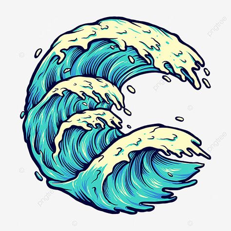 Ocean Vector Art, Waves Vector Illustration, Wave Logo Design, Ocean Vector, Ocean Logo, Waves Illustration, Sea Vector, Wave Clipart, Water Vector