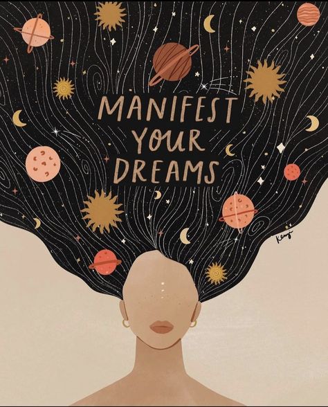 kenzistudioco Manifest Art Illustration, Manifestation Aesthetic, Dream Illustration, Women Empowerment Art, Empowerment Art, Boho Painting, Affirmation Posters, Art Drawings Sketches Pencil, Season Of The Witch