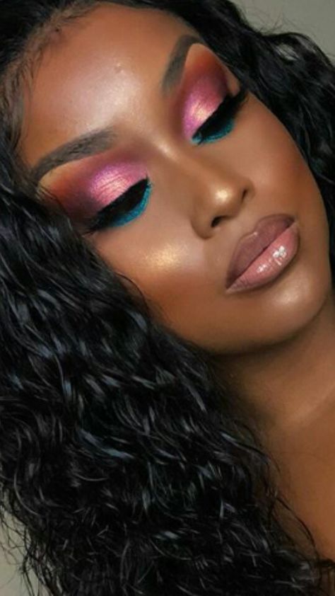 Fushia Makeup Looks, Blue And Pink Makeup Looks, Tropical Eyeshadow, Budget Makeup, Face Beat Makeup, Brown Girls Makeup, Everyday Makeup Tutorials, Beginners Eye Makeup, Makeup For Black Skin