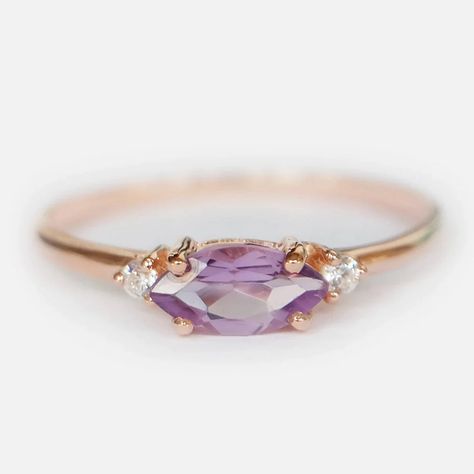 Delicate Amethyst Ring, Diamond And Amethyst Engagement Ring, Amathyst Ring, Amethyst Engagement Rings, Marquise Solitaire Ring, Vintage Amethyst Ring, Gothic Wedding Rings, Amethyst Rings, Amethyst Ring Vintage