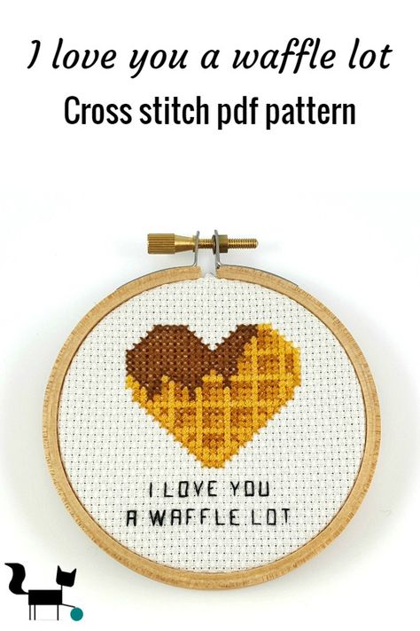 Waffle Valentine, Heart Shaped Waffle, Harry Potter Cross Stitch Pattern, Nursery Cross Stitch, Cross Stitch Tutorial, Cross Stitch Kitchen, Cross Stitch Love, Cross Stitch Funny, Cute Cross Stitch