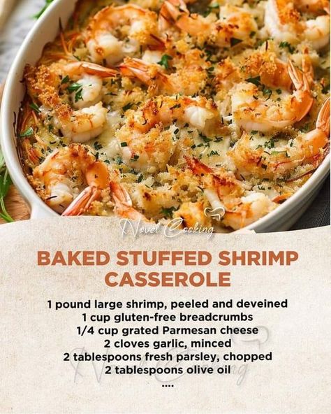 Baked Stuffed Shrimp Casserole, Baked Shrimp Casserole, Stuffed Shrimp Casserole, Baked Stuffed Shrimp Recipes, Shrimp Casserole Recipes, Baked Stuffed Shrimp, Shrimp Casserole, Side Dishes For Fish, Baked Shrimp Recipes