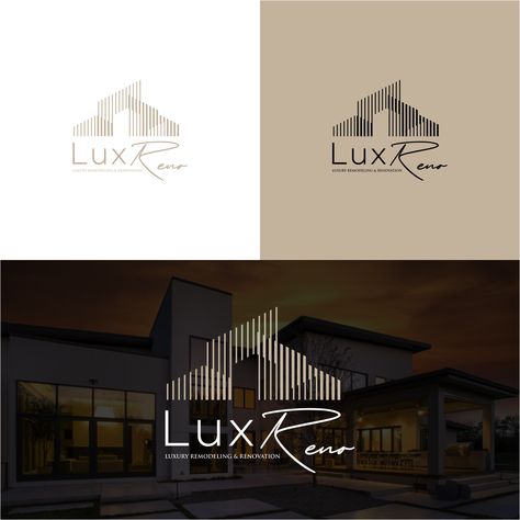 Design #502 by Cobbe© | Calling Talented Designers! New Luxury Renovation Co Luxury Home Logo, Luxury Real Estate Logo Design, Luxury Logo Ideas, Renovation Logo Design, Luxury Real Estate Branding, Luxury Renovation, Renovation Logo, Luxury Real Estate Logo, Dentist Office Design