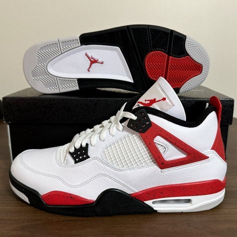 Model - Nike Air Jordan 4 Retro 'Red Cement' Ds New Condition - Brand New / Never Worn (Deadstock) Style & Color Code - Dh6927-161 Color - White/Fire Red/Black/Neutral Grey Tenis Jordan Retro, Jordan 4 Fire Red, Fire Shoes, Nike Air Jordan 4 Retro, Pretty Sneakers, Fly Shoes, Nike Air Jordan 4, Nike Fashion Shoes, Jordan 4s