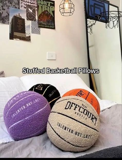 Basketball Pillow, Basketball Room Decor, Basketball Bedroom, Basketball Room, Boys Bedroom Makeover, Cute Diy Room Decor, Cute Bedroom Decor, Cute Room Ideas, Cozy Room Decor