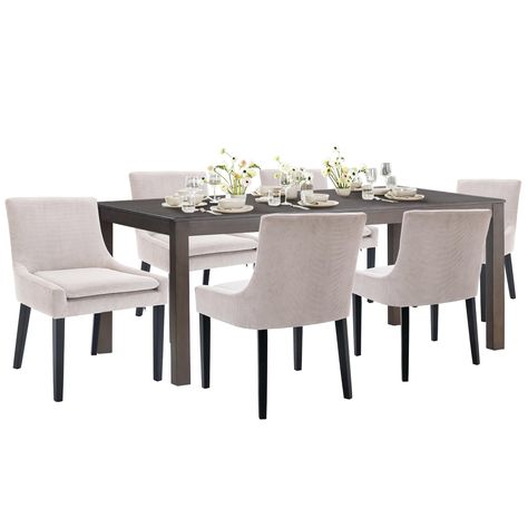 PRICES MAY VARY. Fabric 【Ships in 4 Packages】4 Package may not arrive on the same day, please kindly wait if all the packages do not come together. 【Farmhouse Dining Room Table Set for 6】With its generous dimensions of 60" L x 36" W x 30" H, our rustic table and chairs comfortably accommodates 4-6 people, making it the perfect gathering spot for family meals, casual dining, or intimate dinner parties in a modern setting. 【Wooden Kitchen Table Set for 6】Showcasing clean lines, a sleek profile, an Grey Dining Room Table, Rustic Table And Chairs, Wooden Kitchen Table, Grey Dining Tables, Farmhouse Dining Room Table, Dinning Set, Grey Dining Room, Dining Room Table Decor, Dining Room Table Set