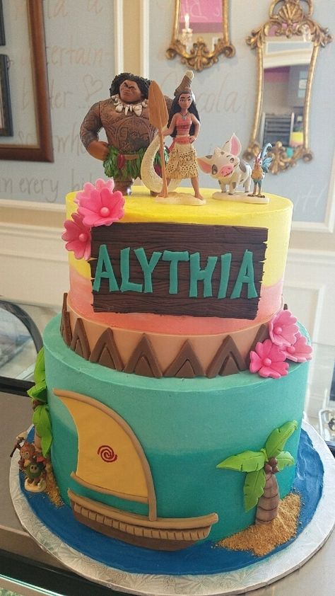 Moana Theme Cake, Moana Cakes, Moana Birthday Party Cake, Kue Disney, Moana Birthday Cake, Moana Birthday Party Theme, Moana Theme Birthday, Festa Moana Baby, Moana Bebe