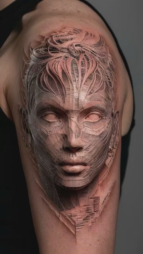 Tattoo 3d Realistic, Black And Gray Tattoo, Fake Skin Tattoo, Best 3d Tattoos, Amazing 3d Tattoos, Full Leg Tattoos, Fake Skin, Scary Tattoos, Realistic Tattoo