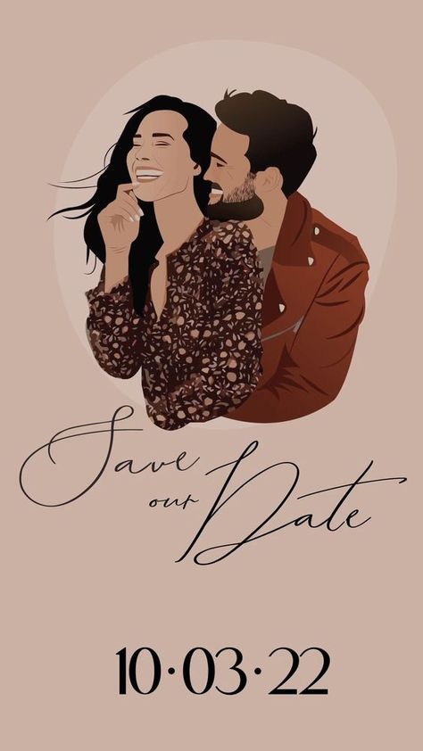 Couple Portrait wedding save the date, custom portrait, illustrative electronic invitation, Digital | #wedding #portrait #illustration #weddingday #affiliate Wedding E-vites Invitation Ideas, Digital Save The Date Design, Wedding E Cards Invitation Ideas, Save The Day Ideas, Digital Save The Date Ideas For Weddings, Save The Date Video Templates Free, E Invites Wedding Design, Save The Date Ideas Photos, Save The Date Video Ideas