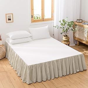 BISELINA French Linen Bed Skirt with Pleated Frills 14-Inch Tailored Drop Natural Flax Cotton Blend Dust Ruffle Soft Cozy Farmhouse Bedding (14" King, Ruffle Linen) Linen Bed Skirt, Linen Bedskirt, Bed Boards, Ruffle Linen, Linen Bed, Farmhouse Bedding, Dust Ruffle, Material Bed, Bed Skirt