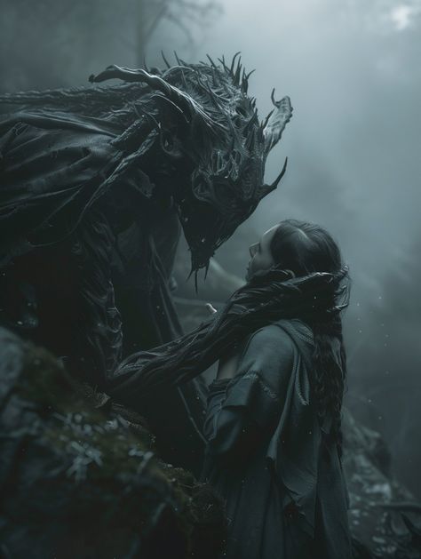 Chthonic Aesthetic, Fantasy Creatures Art Dark, Slave Character Design, Dark Creatures Monsters, Fantasy Aesthetic Story Inspiration, Dark Mystic Aesthetic, Dark Elf Aesthetic, High Fantasy Aesthetic, Creature Aesthetic