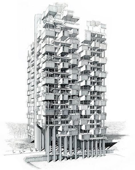 Rudolph Drawing, Typology Architecture, Architecture Site Plan, Paul Rudolph, Axonometric Drawing, Building Costs, Building Drawing, Construction Drawings, Communication Art