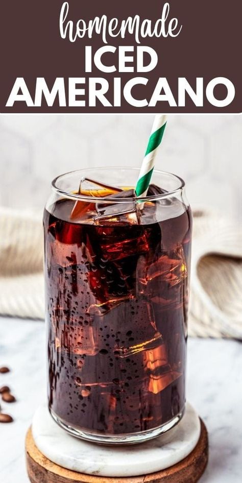 How to Make an Iced Americano - Easy Homemade Iced Coffee! Iced Coffee Americano Recipe, How To Make Iced Americano, Americano Recipe Coffee, How To Make An Americano Coffee, Iced Americano Recipe, Espresso Ideas, Americano Recipe, Fall Coffee Recipes, Starbucks Flavors