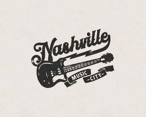 Vintage Nashville Poster, Country Music Decor, Location Graphic, Nashville Poster, Nashville Graphic, Western Type, Nashville Fashion, Hat Burning, Guitar Illustration